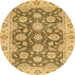 Round Abstract Dark Brown Oriental Rug, abs2989