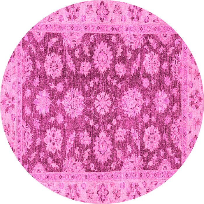 Round Oriental Pink Traditional Rug, abs2989pnk