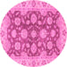 Round Oriental Pink Traditional Rug, abs2989pnk