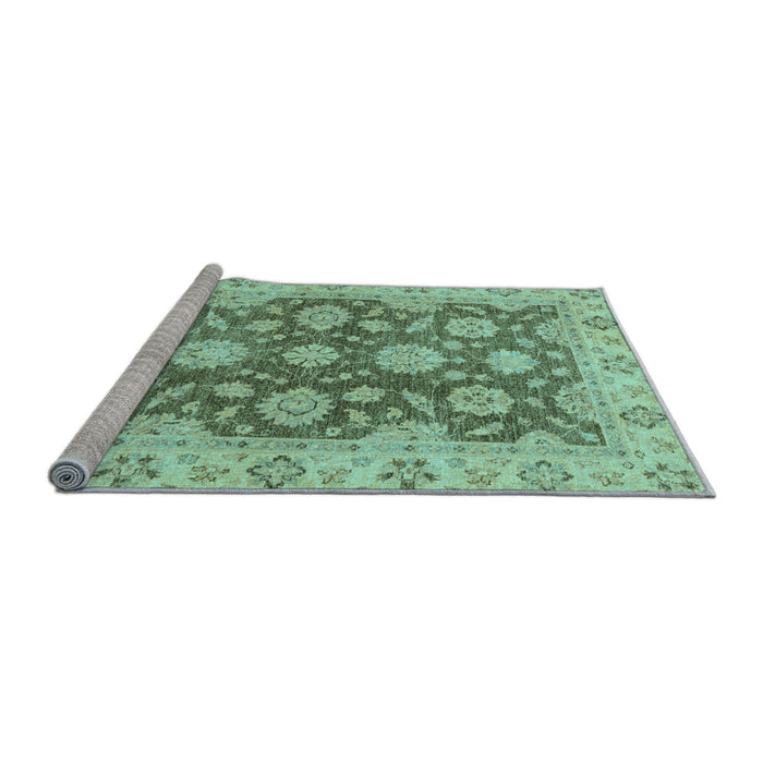 Sideview of Machine Washable Oriental Light Blue Traditional Rug, wshabs2989lblu