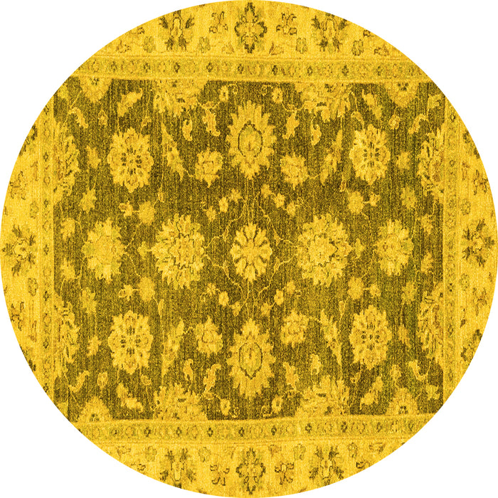 Round Oriental Yellow Traditional Rug, abs2989yw