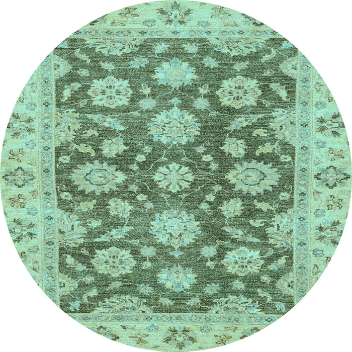 Round Oriental Light Blue Traditional Rug, abs2989lblu