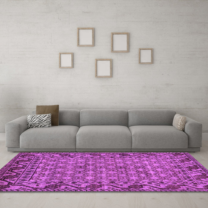 Machine Washable Southwestern Purple Country Area Rugs in a Living Room, wshabs298pur