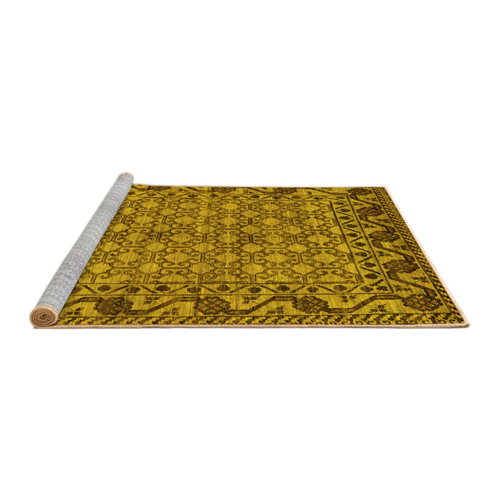Sideview of Machine Washable Southwestern Yellow Country Rug, wshabs298yw