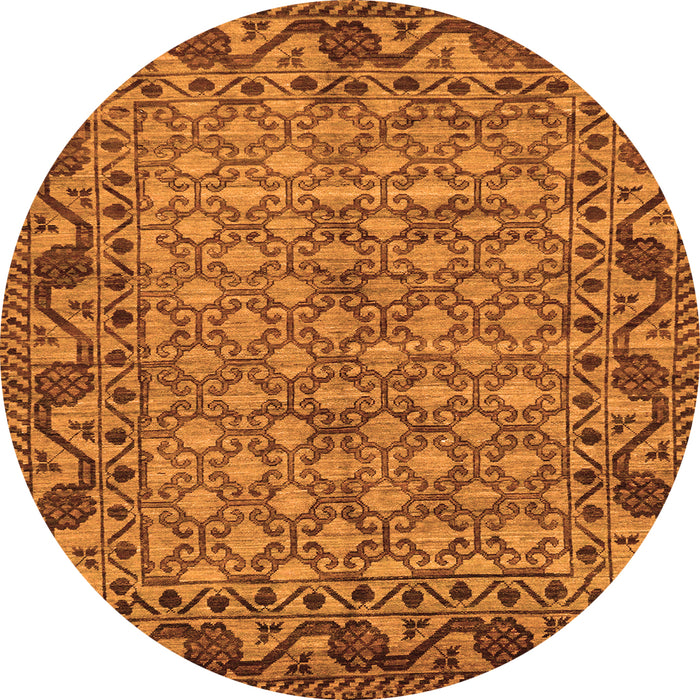 Round Machine Washable Southwestern Orange Country Area Rugs, wshabs298org