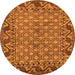 Round Machine Washable Southwestern Orange Country Area Rugs, wshabs298org