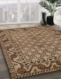 Abstract Dark Sienna Brown Southwestern Rug, abs298