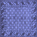 Square Machine Washable Southwestern Blue Country Rug, wshabs298blu