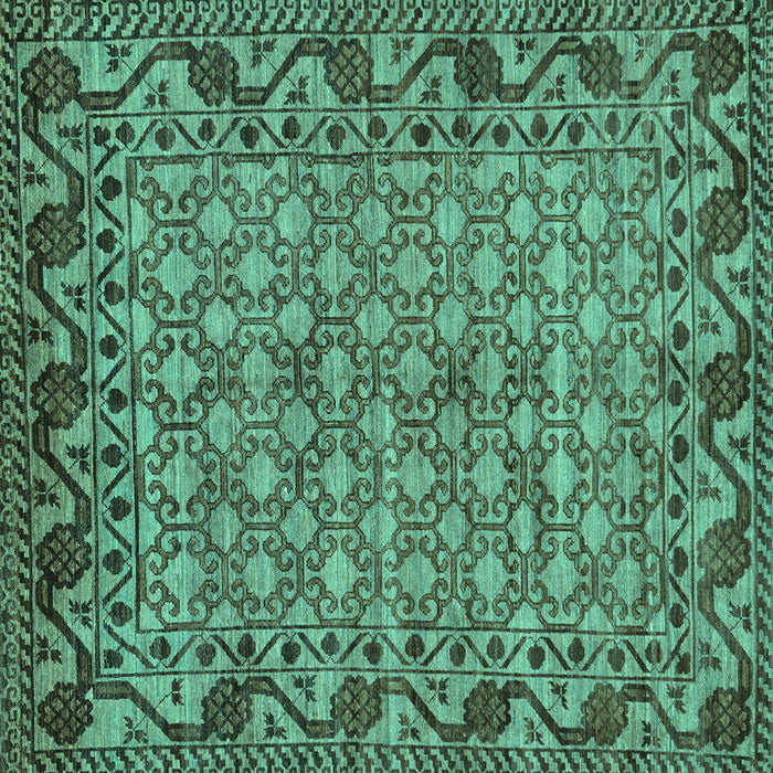 Square Machine Washable Southwestern Turquoise Country Area Rugs, wshabs298turq
