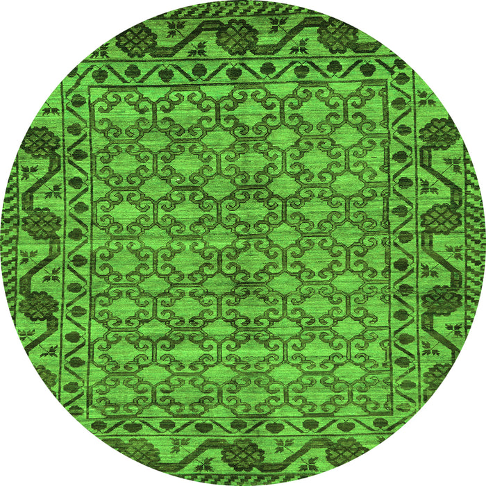 Round Southwestern Green Country Rug, abs298grn