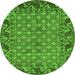 Round Southwestern Green Country Rug, abs298grn