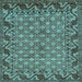 Square Machine Washable Southwestern Light Blue Country Rug, wshabs298lblu