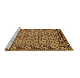 Sideview of Machine Washable Southwestern Brown Country Rug, wshabs298brn