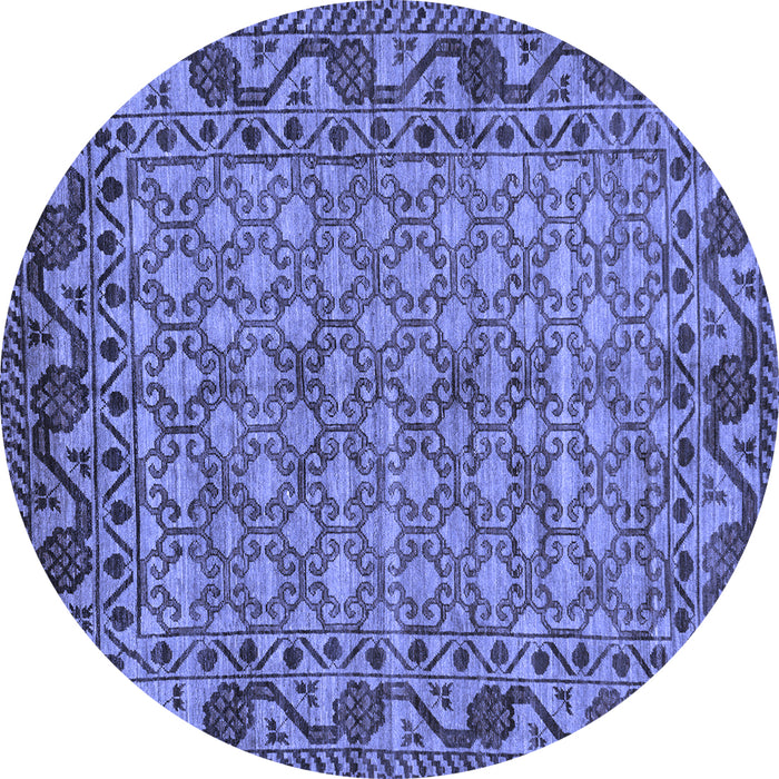 Round Machine Washable Southwestern Blue Country Rug, wshabs298blu