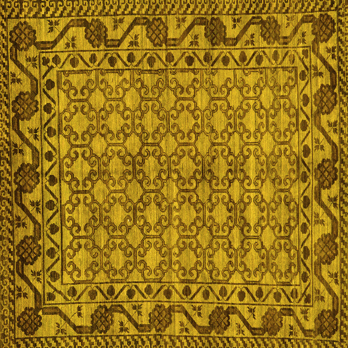 Square Machine Washable Southwestern Yellow Country Rug, wshabs298yw