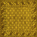 Square Machine Washable Southwestern Yellow Country Rug, wshabs298yw