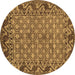 Round Southwestern Brown Country Rug, abs298brn