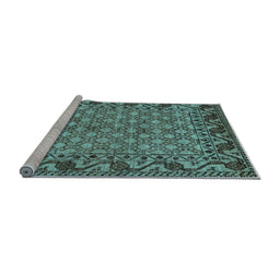 Sideview of Machine Washable Southwestern Light Blue Country Rug, wshabs298lblu