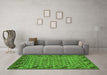 Machine Washable Southwestern Green Country Area Rugs in a Living Room,, wshabs298grn