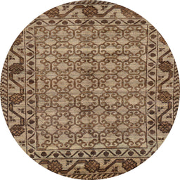 Round Machine Washable Abstract Dark Sienna Brown Rug, wshabs298
