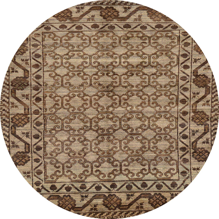 Round Machine Washable Abstract Dark Sienna Brown Rug, wshabs298