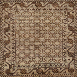 Square Abstract Dark Sienna Brown Southwestern Rug, abs298