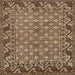 Square Abstract Dark Sienna Brown Southwestern Rug, abs298