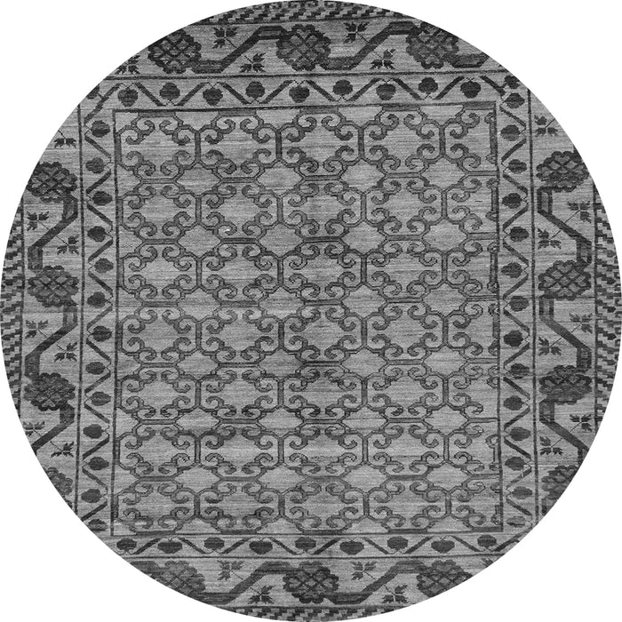 Round Machine Washable Southwestern Gray Country Rug, wshabs298gry