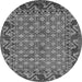 Round Machine Washable Southwestern Gray Country Rug, wshabs298gry