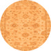 Round Machine Washable Abstract Orange Modern Area Rugs, wshabs2990org