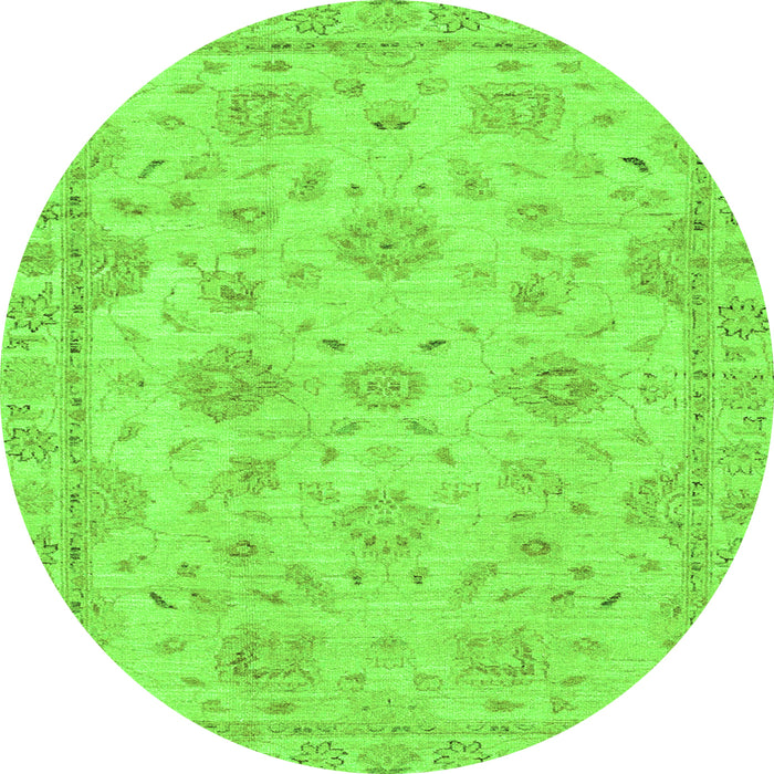 Round Machine Washable Abstract Green Modern Area Rugs, wshabs2990grn