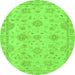 Round Machine Washable Abstract Green Modern Area Rugs, wshabs2990grn