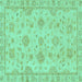 Square Machine Washable Abstract Turquoise Modern Area Rugs, wshabs2990turq