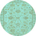 Round Abstract Light Blue Modern Rug, abs2990lblu