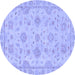 Round Machine Washable Abstract Blue Modern Rug, wshabs2990blu