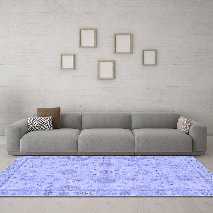 Machine Washable Abstract Blue Modern Rug in a Living Room, wshabs2990blu