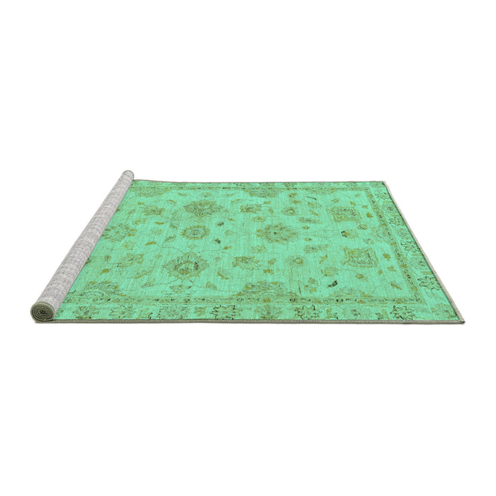 Sideview of Machine Washable Abstract Turquoise Modern Area Rugs, wshabs2990turq