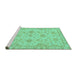 Sideview of Machine Washable Abstract Turquoise Modern Area Rugs, wshabs2990turq