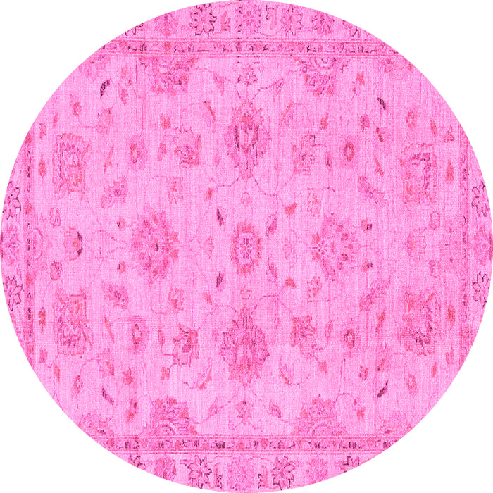Round Machine Washable Abstract Pink Modern Rug, wshabs2990pnk