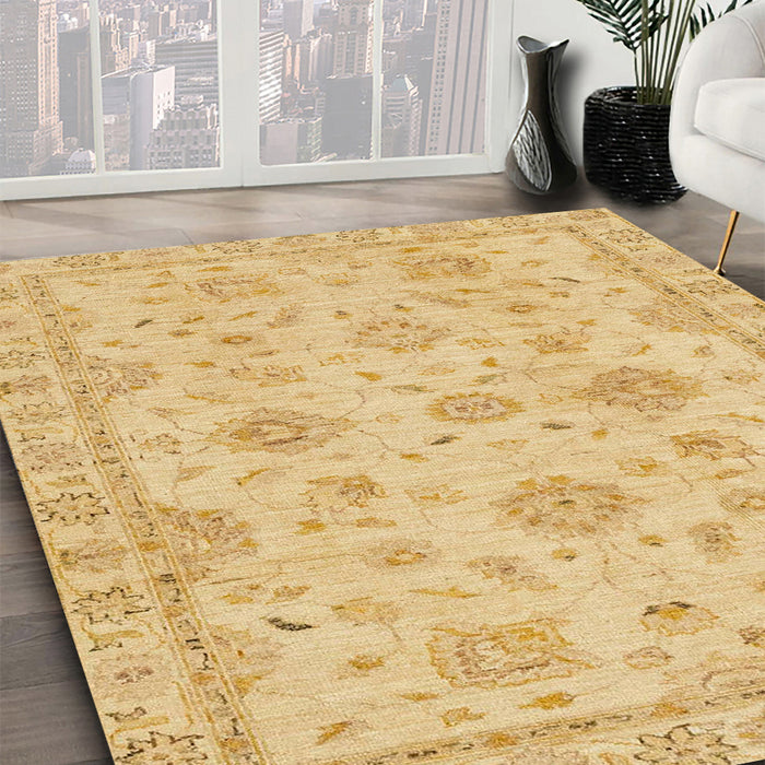 Abstract Yellow Modern Rug in Family Room, abs2990