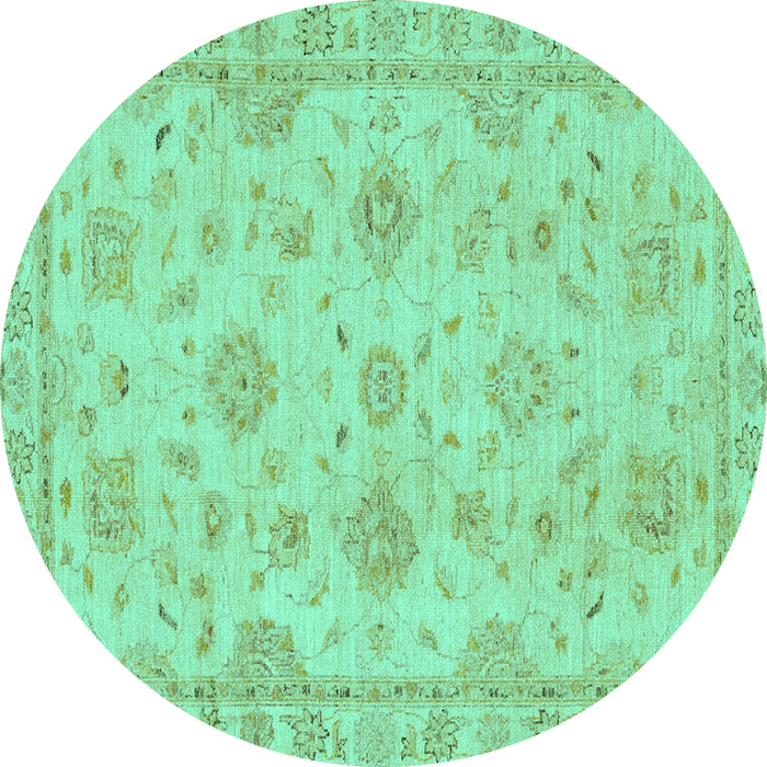 Round Abstract Turquoise Modern Rug, abs2990turq