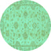 Round Abstract Turquoise Modern Rug, abs2990turq