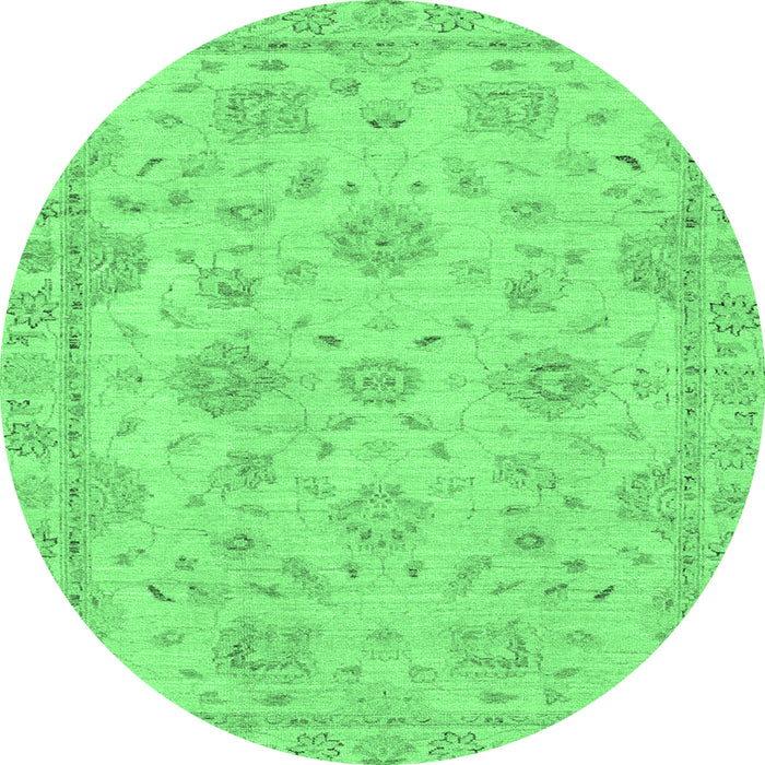 Round Abstract Emerald Green Modern Rug, abs2990emgrn