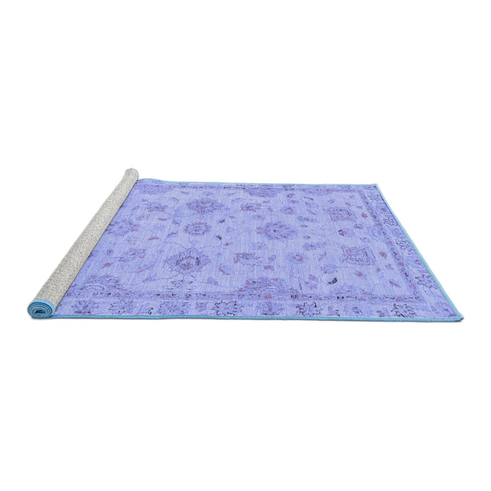 Sideview of Machine Washable Abstract Blue Modern Rug, wshabs2990blu