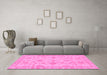 Machine Washable Abstract Pink Modern Rug in a Living Room, wshabs2990pnk