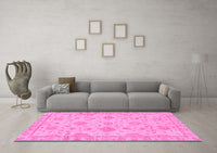 Machine Washable Abstract Pink Modern Rug, wshabs2990pnk