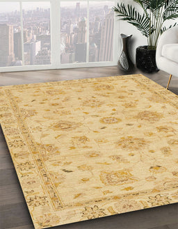 Machine Washable Abstract Yellow Rug in a Family Room, wshabs2990