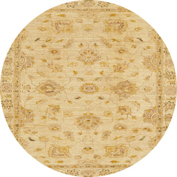 Round Machine Washable Abstract Yellow Rug, wshabs2990