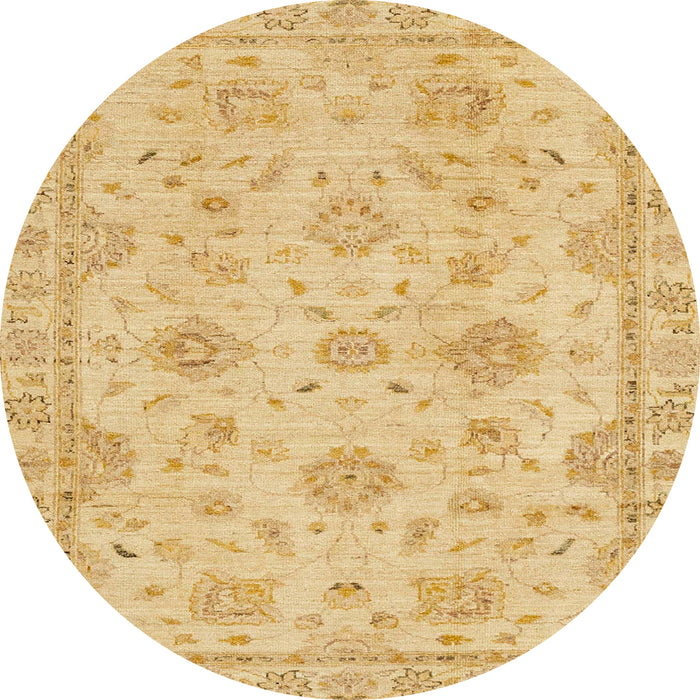Round Machine Washable Abstract Yellow Rug, wshabs2990