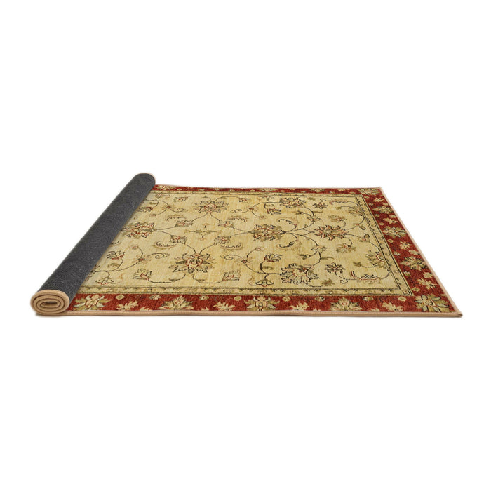 Sideview of Abstract Chrome Gold Yellow Oriental Rug, abs2991